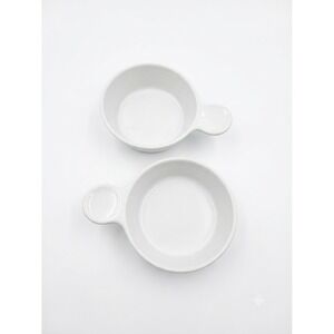 Mount Clemens Pottery Side Handle Bowls‎ Cream Ceramic Made in England Set of 2